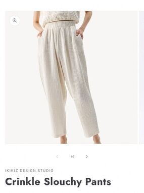 Pokoloko crinkle cream slouchy pants